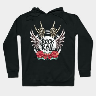 Lets Rock Rock&Roll Skeleton Hand Retro Vintage Rock Concert Hoodie